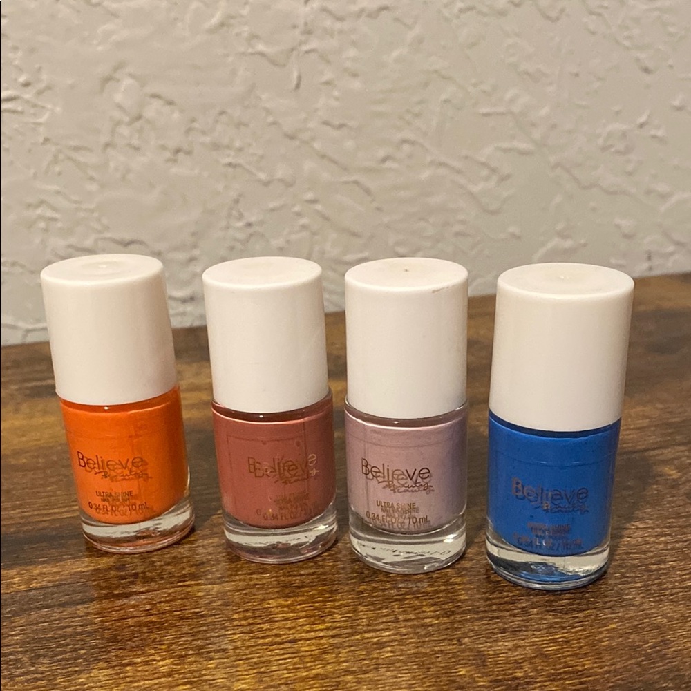Believe Beauty Nail Polish Set - Orange, Pink, Purple, Blue